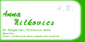 anna milkovics business card